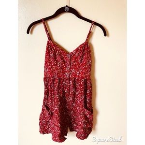 Red floral dress with pockets🌞